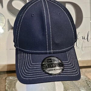 New Era NE1120 39 Thirty Stretch Mesh Contrast Stitch Fitted Hat Cap Navy Blue